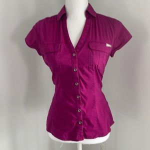 Express women’s short sleeve button down top